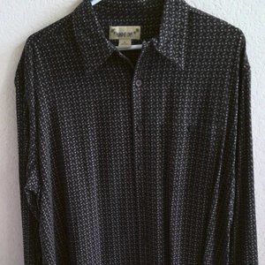 Black/Brown long sleeve, silk, casual button down